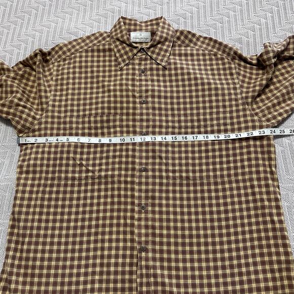 Ermenegildo Zegna brown fall plaid button down size L - Picture 9 of 10